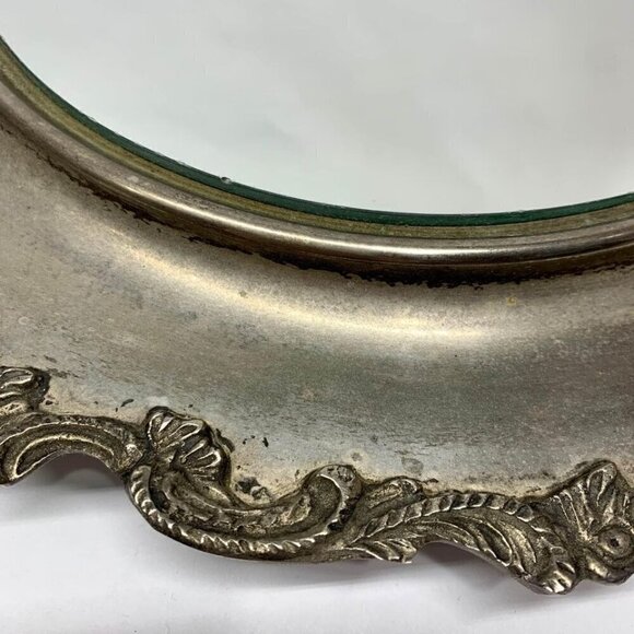 Vintage Silverplate Vanity Display Mirror Footed - Picture 4 of 8